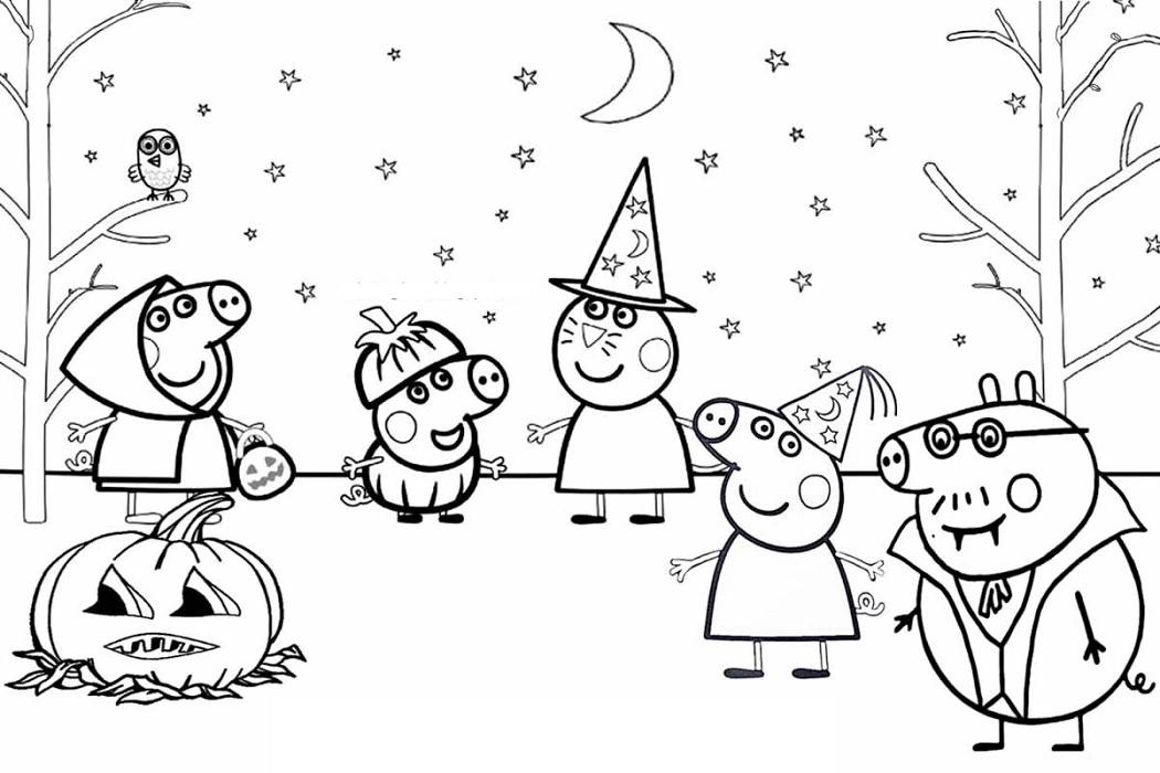 Halloween pig dad coloring page